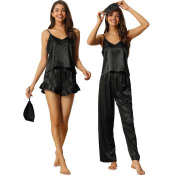 Cheibear Womens Satin Sleepwear 3pcs Cami Tops And Shorts With Robe  Loungewear Pajama Set : Target