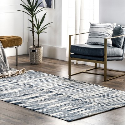 Reba Blue Stripe Handmade Wool-Blend 5' x 8' Area Rug