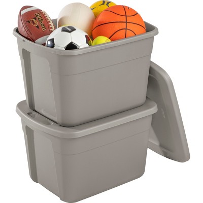 18gal Storage Tote Gray - Room Essentials: Plastic Utility Container, Lidded, Stackable, Built-In Handles, 72qt Capacity - image 5