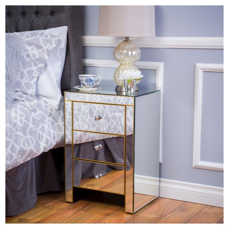 Lenorr Mirrored End Table - Gold - Christopher Knight Home, 3 of 6