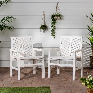 Modern Chevron Patio Chairs, Set of 2 - White Wash - 1 of 4