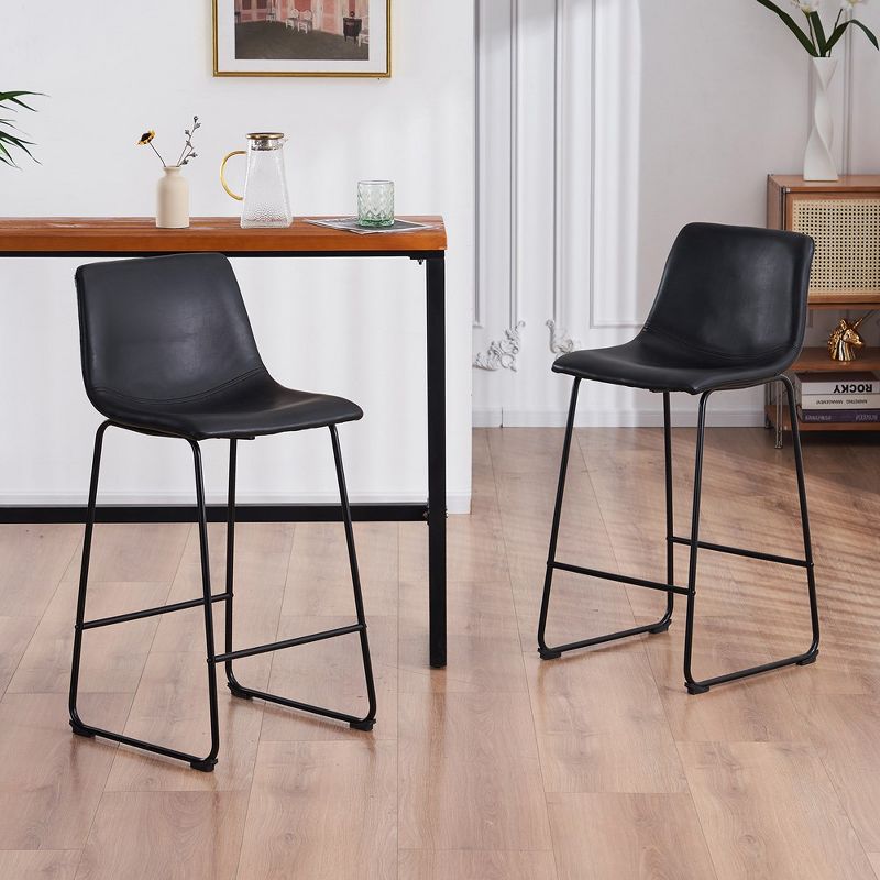 FERPIT Modern Upholstered Faux Leather Bar Stools with Metal Frame 2 Pack, 6 of 12