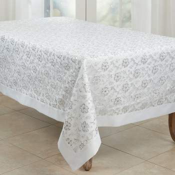 Saro Lifestyle Floral Design Embroidered Tablecloth