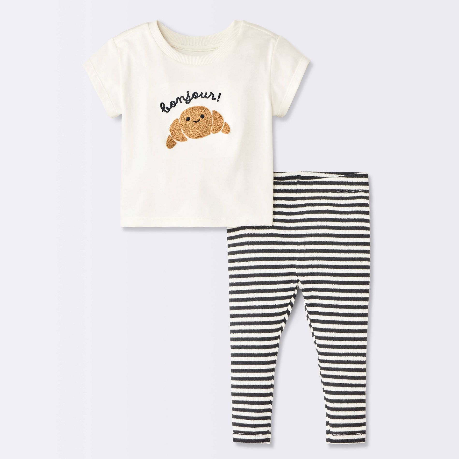 Baby Bonjour Croissant T-Shirt and Shorts Set - Cloud Island™ Cream