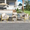 Whisen 4-Piece Outdoor Furniture with Tempered Glass Table, Patio Conversation Set - 2 of 4