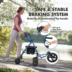 2 in 1 Rollator Walker & Transport Chair for Seniors with Seat, Transport Wheelchair All Terrain, Medical Walker for Adults with Backrest, Footrest - 1 of 4