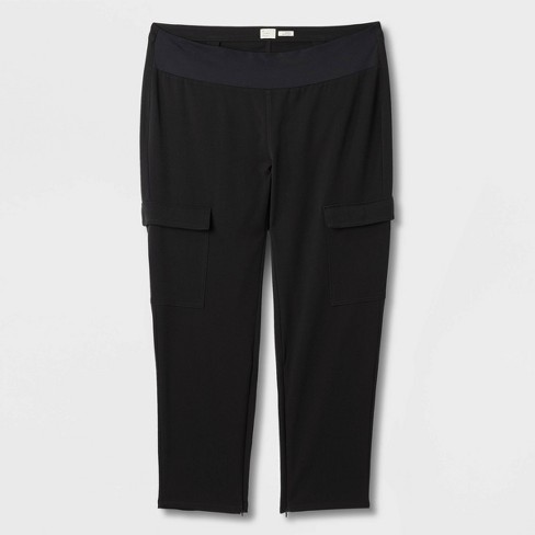 Ralph Lauren Women's Ponte Ankle Cargo Pants Black Size 2X