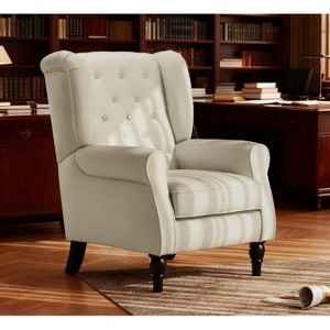 Sapphtopaz Modern Accent Chair with Button-Tufted & Spring Seat Upholstered Reading Chair with Wood Leg & Wingback for Living Room,Bedroom - 1 of 4