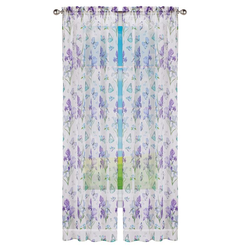Collections Etc Sheer Floral Butterfly Panel, 1 of 4