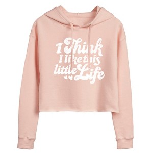 Women's - Instant Message - I Think I Like This Little Life Cropped Graphic Hoodie - 1 of 4
