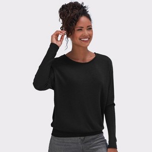 Women's Slub Knit Long Sleeve Top - LASCANA - 1 of 4