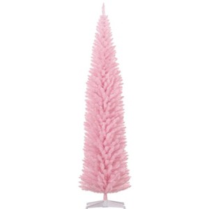 TopComfy Christmas Tree Stands Artificial Christmas Tree Festive Pencil Christmas Tree Cozy Snowy Decor for Living Room, Pink, 35.46"*7.88"*8.67" - 1 of 4