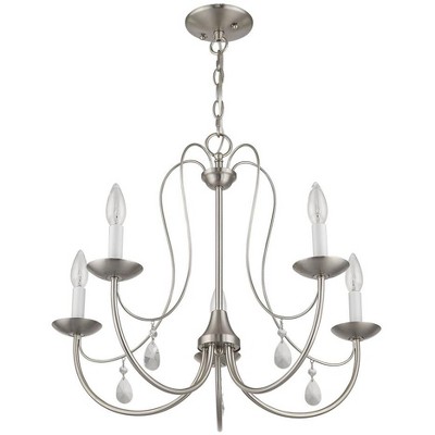 Elegant Brushed Nickel 5-Light Chandelier with Candelabra Bulbs