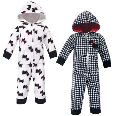 Image of Hudson Baby Infant Girl Fleece Jumpsuits, Coveralls, and Playsuits 2pk, Scottie Dog, 12-18 Months