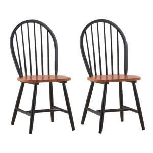 Set of 2 Windsor Dining Chair Wood/Black/Cherry - Boraam: Solid Hardwood, Classic Design, Kitchen-Compatible - 1 of 4