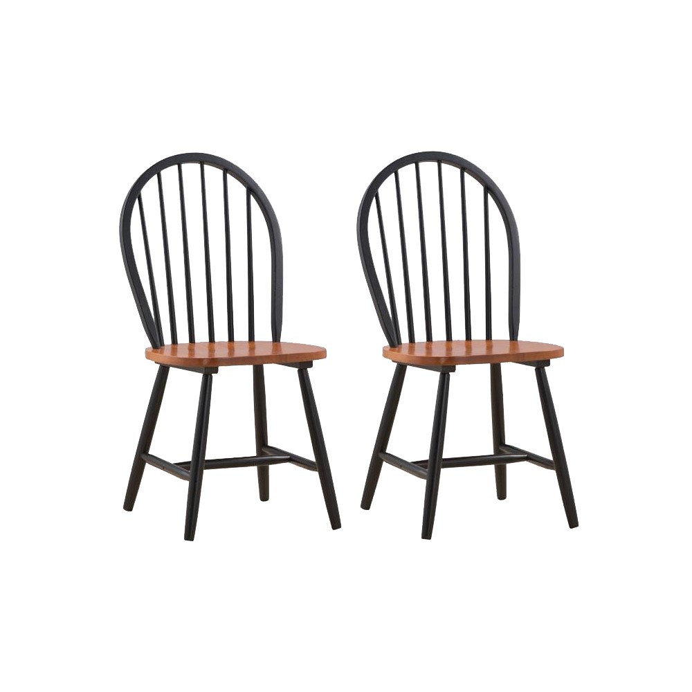 Photos - Dining Table Set of 2 Windsor Dining Chair Wood/Black/Cherry - Boraam: Solid Hardwood,