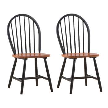Set of 2 Windsor Dining Chair Wood/Black/Cherry - Boraam