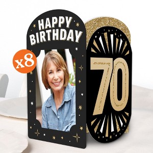 Big Dot of Happiness 70th Birthday Photo Holder Centerpieces, 4x6 Picture Display Box, Black & Gold Table Decoration for Adult Birthday Decor, 8 Count - 1 of 4
