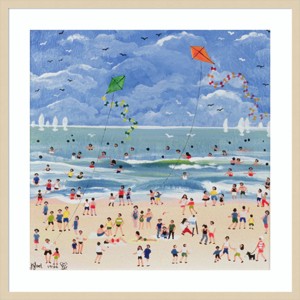Amanti Art 33"x33" A Cornish Beach by Judy Joel Wood Framed Wall Art Print Brown: Modern Seaside Landscape, Acrylic & Fir Wood Frame - 1 of 4