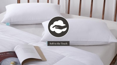 White Medium Firm Feather Down Bed Pillow Set