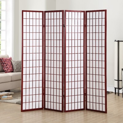 KWPZQEB 4 Panel Room Divider, Oriental Shoji Screen, 72" Folding Privacy Screen, Freestanding Wall Decorative Privacy Screen for Living Room