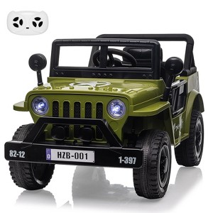 Electric Ride On Car with RC, 12V Kids Ride On Car with Led Lights, Music, Safety Belt, Double Doors, for Kids - 1 of 4
