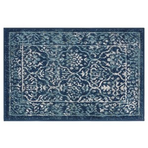 Vintage 2x3 Area Rug, Retro Floral Oriental Medallion Doormat, Small Traditional Indoor Floor Mat for Entrance, Living Room, Bedroom, Kitchen – Navy - 1 of 4
