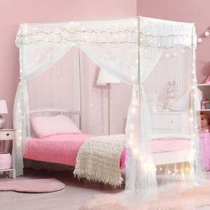 YEERSWAG Elegant Princess Twin Size Bed Canopy Bed Curtain Nets Holiday Present For Girls - 1 of 4