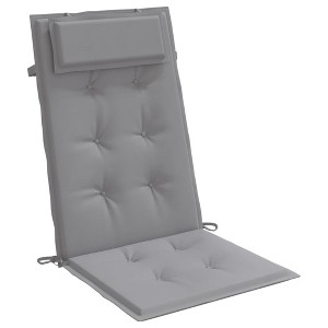 vidaXL Outdoor and Indoor Highback Chair Cushions in Gray - Set of 2, Durable Oxford Fabric Material, Ultra-Soft Foam Fiber Filling - 1 of 4