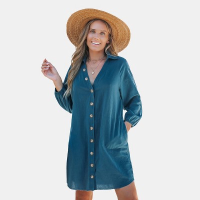 Women's Casual Button-Down Shirt Dress - Cupshe