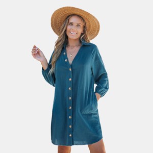 Women's Casual Button-Down Shirt Dress - Cupshe - 1 of 4