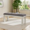 VECELO Rubber Wood Dining Bench, Upholstered Footstool, Bedside Stool for Dining Room or Kitchen, Gray - 4 of 4