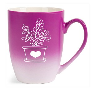 Elanze Designs Botanical Succulent Nature Coffee Cup Mug 12 Ounce Ceramic With Ombre Gradient Elegant Minimalist Jade Plant Silhouette Pink and White - 1 of 4