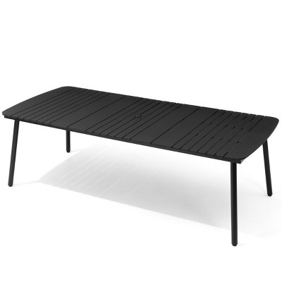 Pellebant 2.4m Patio Dining Table 6-8 People Durable WPC Tabletop Aluminum Frame Indoor/Outdoor Dining Table for Backyards Poolside Gardens (Black)