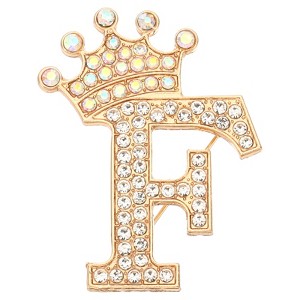 Unique Bargains Women Rhinestone Initial Alphabet Badges Pins and Clips - 1 of 4