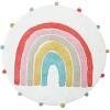 HomeRoots 32" White Pink And Yellow Cotton Rainbows Round Youthful Bath Rug - 4 of 4