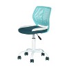 HomeRoots Aqua Teal Blue and White Adjustable Height Swivel Rolling Office Chair - 4 of 4