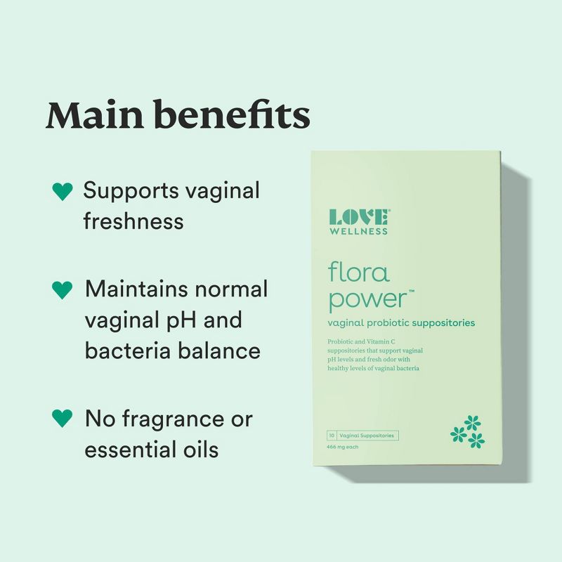 Love Wellness Flora Power For Balanced Vaginal Bacteria &#38; Odor Suppositories - 10ct, 4 of 10