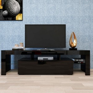 VYNXARIA Modern Black TV Stand,fit for up to 70" flat-screen TV Central High Capacity TV console Modern and unique design - 1 of 4