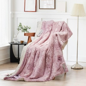 Heated Electric Throw Blanket, Fast Heating Electric Blankets with 5 Heating Levels,4 Hours Auto Off, ETL Certified Soft Thicken Faux Fur Heat Throws - 1 of 4