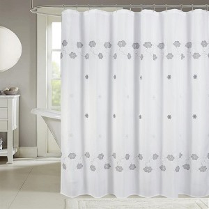RT Designers Collection Tiffany Embroidered Stylish Shower Curtain 70" x 72" Grey - 1 of 4