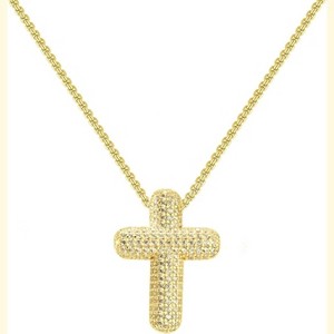 Tiny CZ Cross Pendant Necklace for Women, 18K Gold or Silver Plated Layered Chain - 1 of 4