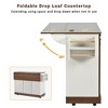 Kitchen Island with Drop Leaf, Barn Door, USB, Rolling Kitchen Cart with Drawers, Adjustable Storage, Spice and Towel Rack for Home and Dining Room - 4 of 4