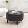 SEYNAR 29.5''Modern PU Leather Round Storage Ottoman with Wood Legs - 2 of 4