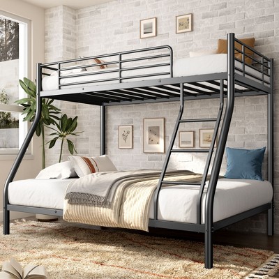 LOVMOR Full XL Over Queen  Heavy Duty Bunk Bed for Adults with Ladder and Full Length Guardrail for Adults,Teens,Kids
