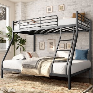 LOVMOR Full XL Over Queen  Heavy Duty Bunk Bed for Adults with Ladder and Full Length Guardrail for Adults,Teens,Kids - 1 of 4