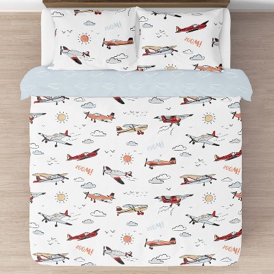 Sweet Jojo Designs Full/Queen Comforter Bedding Set Airplane Red Blue and White 3 pc — фото 3
