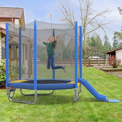 Jump Into Fun 7FT Trampoline For Kids With Enclosure, Ladder, Slide, UV Protection Device Easy To Install & Built To Last Hexagon Trampoline