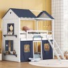 NicBex Twin Size Bunk Bed Roof Shape Loft Bed Pine Bed Frame with Windows, Sills, Tent, Inclined Ladder and Guardrail, No Box Spring Required - 2 of 4