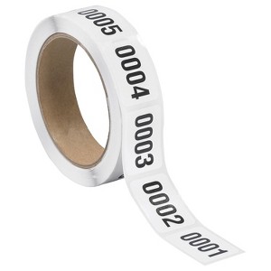 Tape Logic Consecutive Numbered Labels "(0001-0500)" 1" x 1 1/2" Black/White 500/Roll DL1241 - 1 of 4